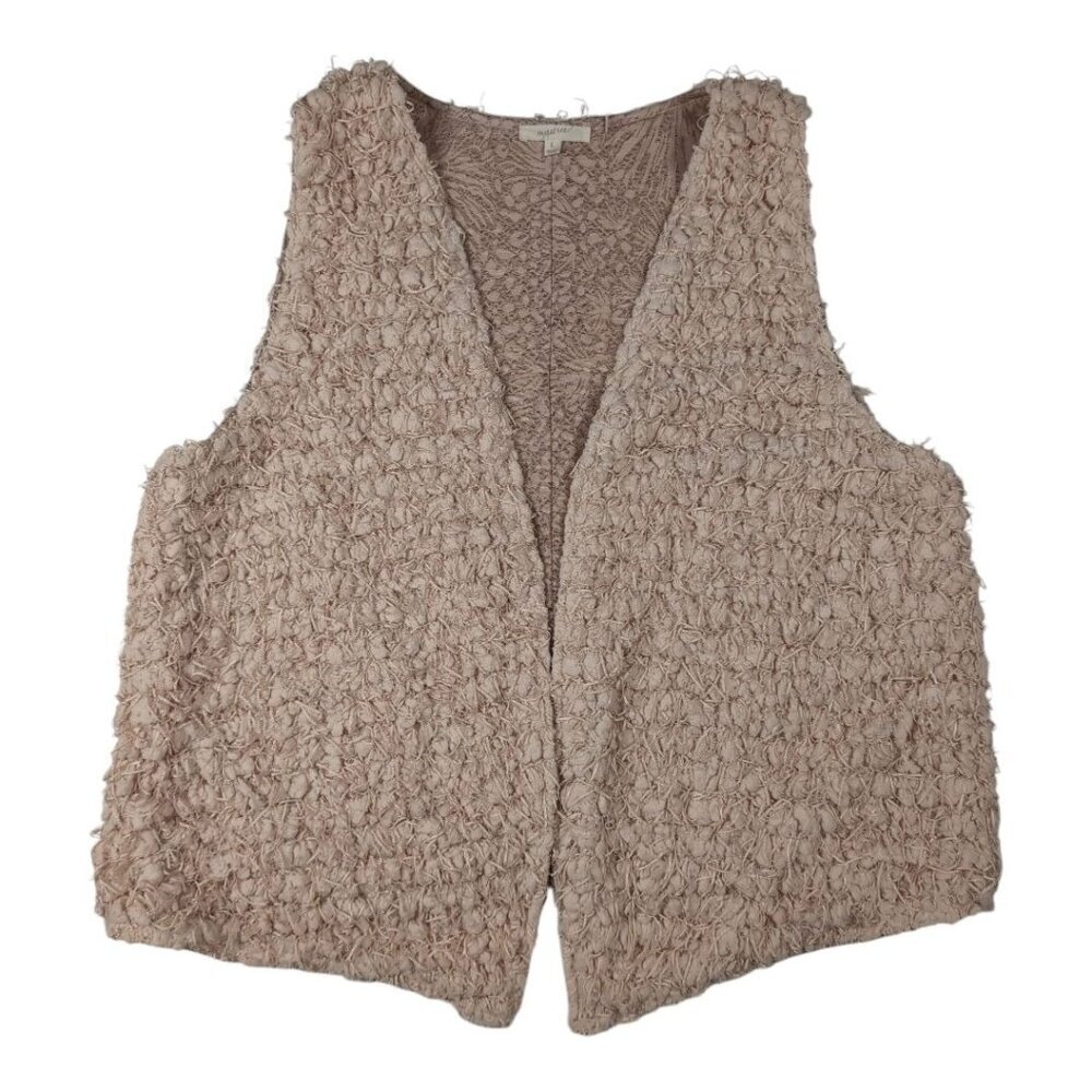 Boho Mystree Vest Sleeveless Textured Hippie Tan Womens Large